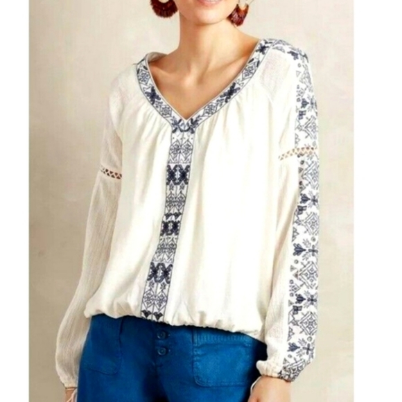 Anthropologie Akemi Kin Boho Embroidered Top - Picture 2 of 14